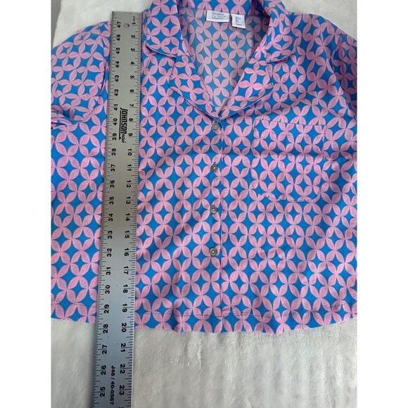 Sigrid Olsen Sleepwear Womens Geometric Short Sleeve Button-Up Sleep Shirt Large - Picture 6 of 7